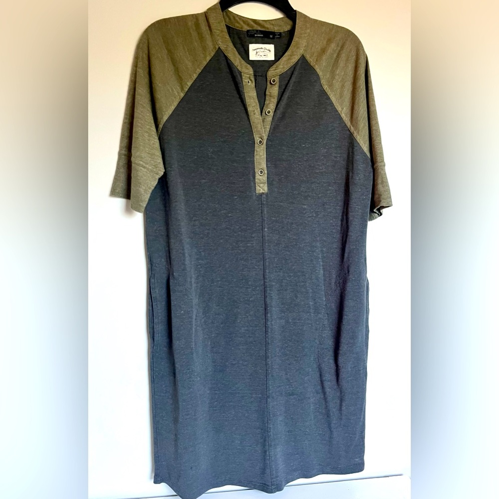 Prana Cozy Up Henley Shirt Dress Size M Medium Two Pocket Stretch